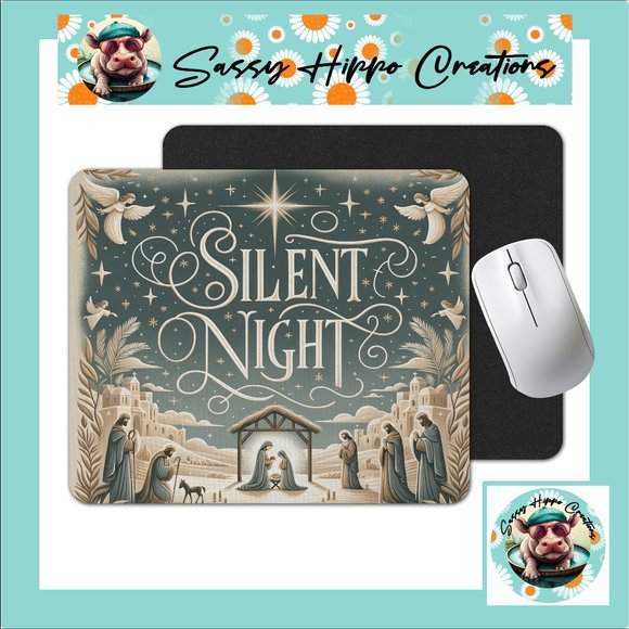 Mouse Pad Silent Night Nativity Holy Family Christmas Sublimate Anti Slip Back - Picture 1 of 4